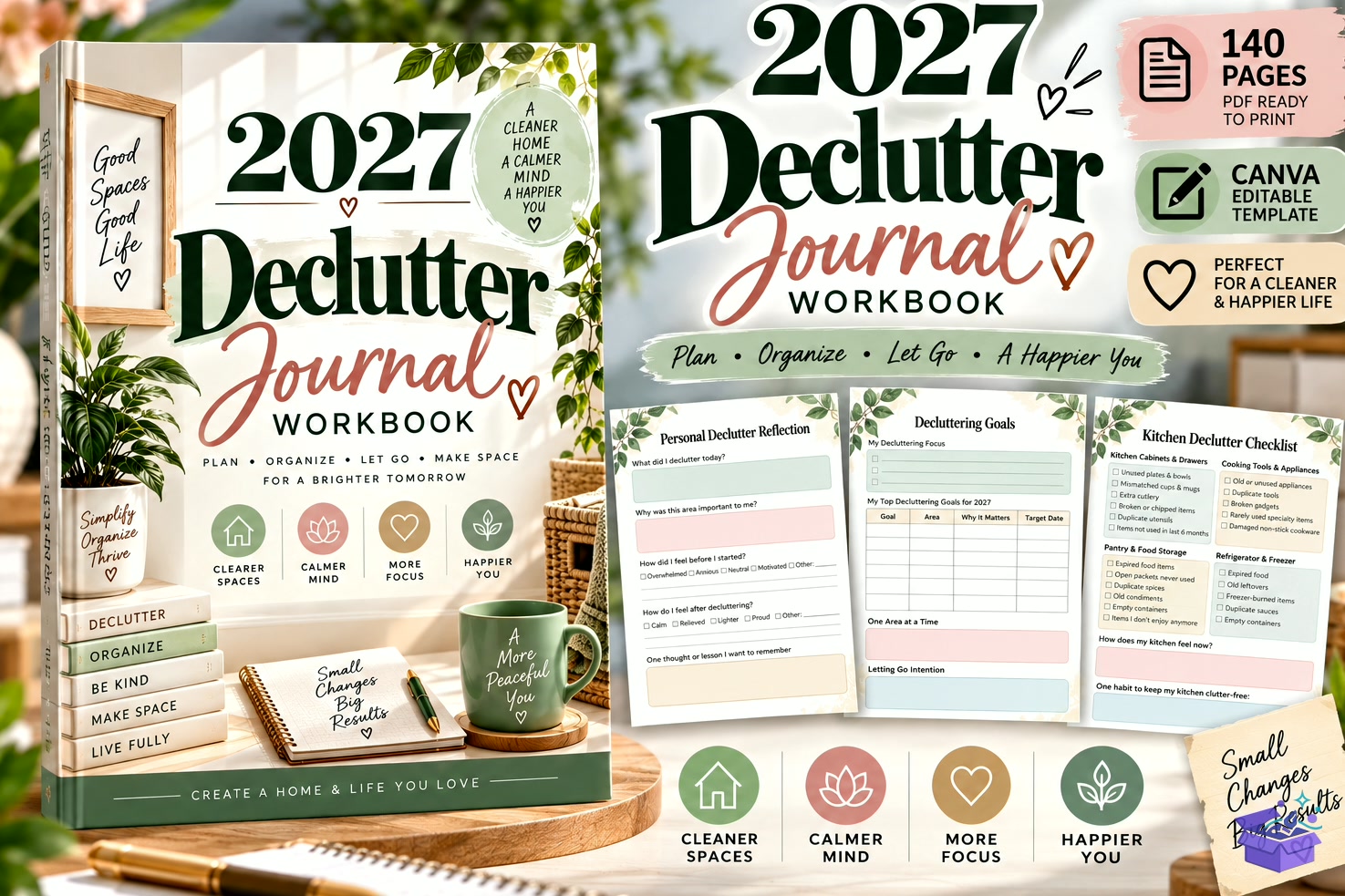 2027 Declutter Journal Workbook - Lazer Kesim ve Çizim Dosyası (SVG, DXF, EPS, PNG) - Lazer Kesim Dosyaları İndir (DXF, SVG, EPS)