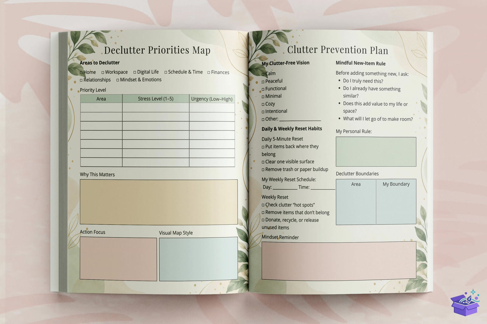 2027 Declutter Journal Workbook - Lazer Kesim ve Çizim Dosyası (SVG, DXF, EPS, PNG) - detaylı önizleme 4