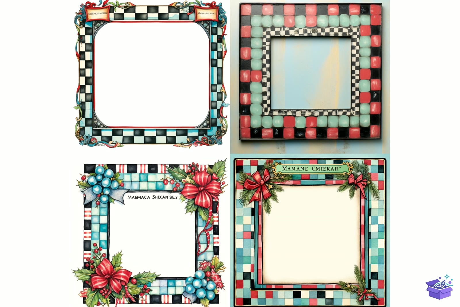 Prompt Yılbaşı Tartan Çerçeve Border - Lazer Kesim ve Çizim Dosyası (SVG, DXF, EPS, PNG) - detaylı önizleme 4