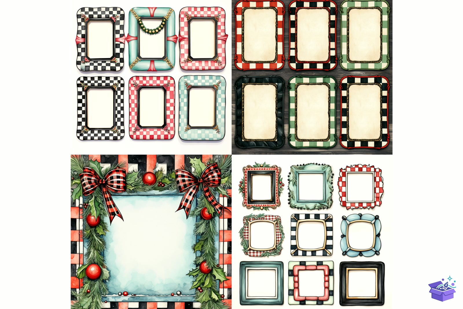 Prompt Yılbaşı Tartan Çerçeve Border - Lazer Kesim ve Çizim Dosyası (SVG, DXF, EPS, PNG) - detaylı önizleme 5