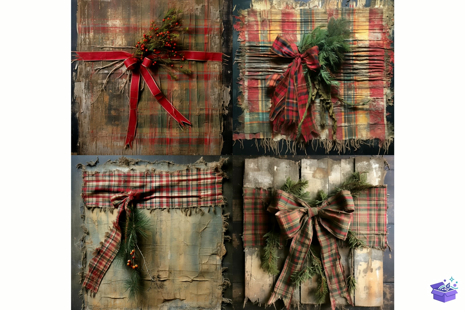 Shabby Chic Yılbaşı Tartan Background - Lazer Kesim ve Çizim Dosyası (SVG, DXF, EPS, PNG) - detaylı önizleme 6