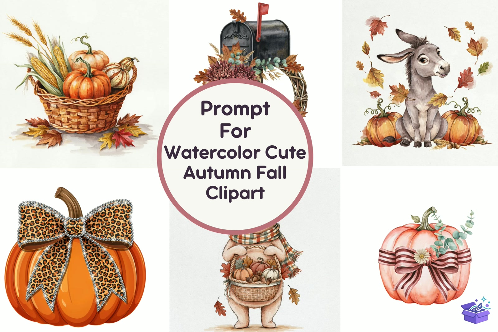Watercolor Cute Autumn Fall - Lazer Kesim ve Çizim Dosyası (SVG, DXF, EPS, PNG) - Vektörler & SVG İndir (DXF, SVG, EPS)