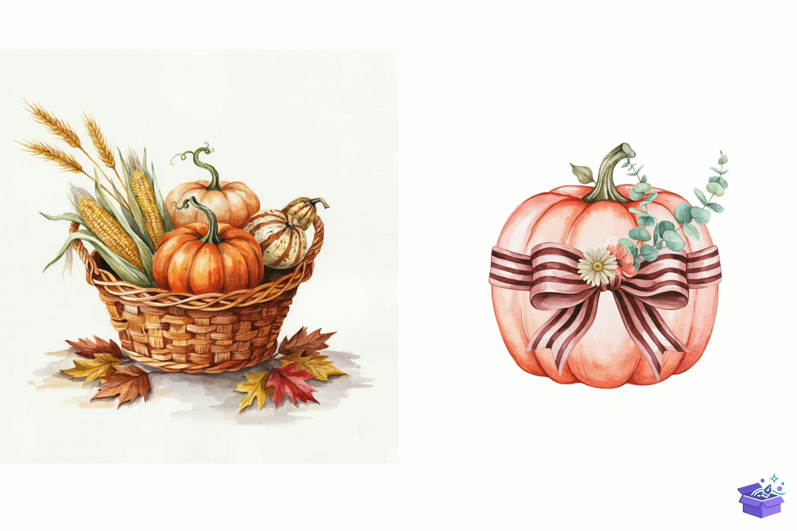 Watercolor Cute Autumn Fall - Lazer Kesim ve Çizim Dosyası (SVG, DXF, EPS, PNG) - detaylı önizleme 2
