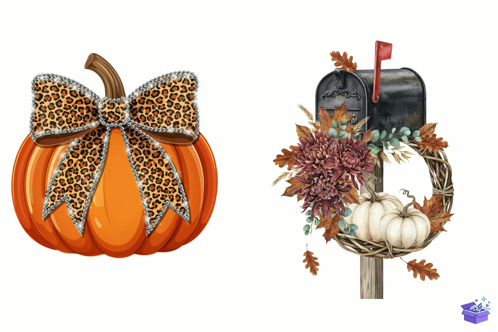 Watercolor Cute Autumn Fall - Lazer Kesim ve Çizim Dosyası (SVG, DXF, EPS, PNG) - detaylı önizleme 3