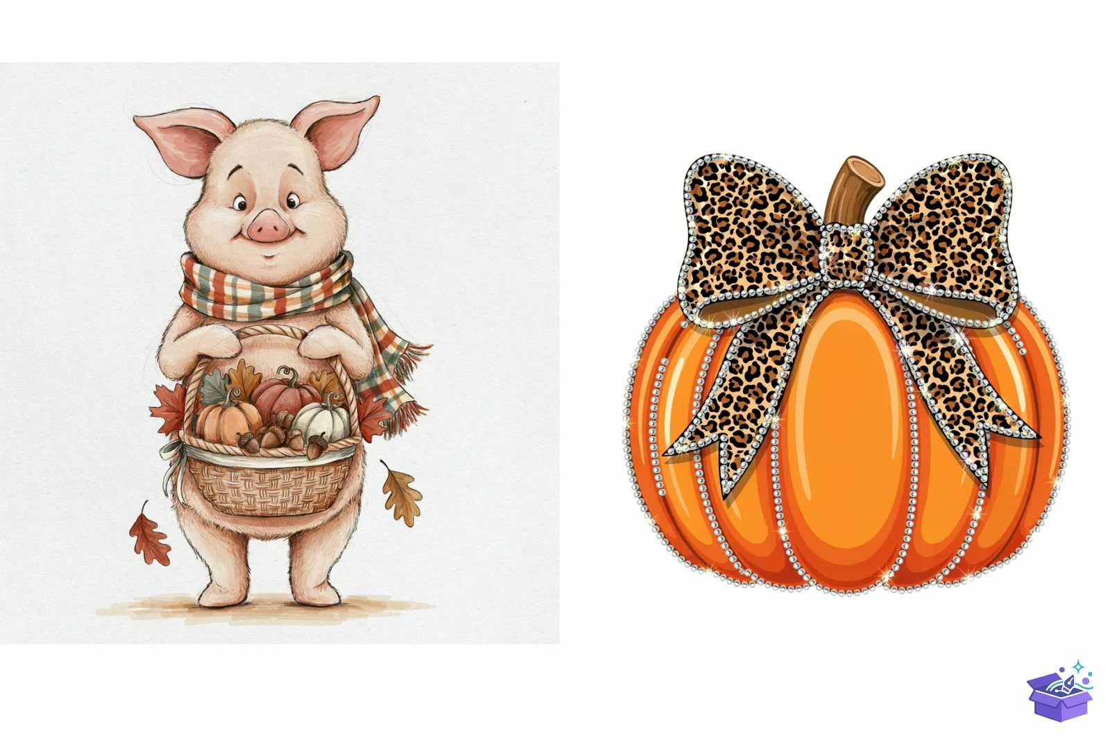 Watercolor Cute Autumn Fall - Lazer Kesim ve Çizim Dosyası (SVG, DXF, EPS, PNG) - detaylı önizleme 4