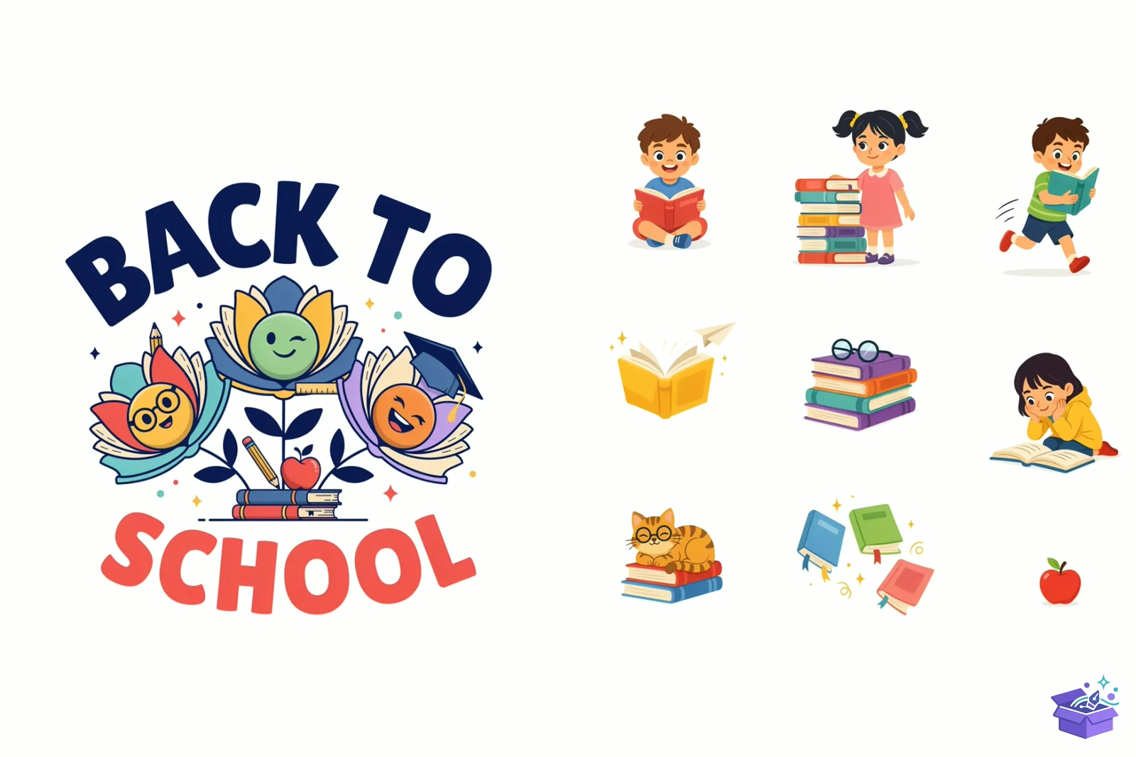 Whimsical Back To School Children's Book - Lazer Kesim ve Çizim Dosyası (SVG, DXF, EPS, PNG) - detaylı önizleme 3