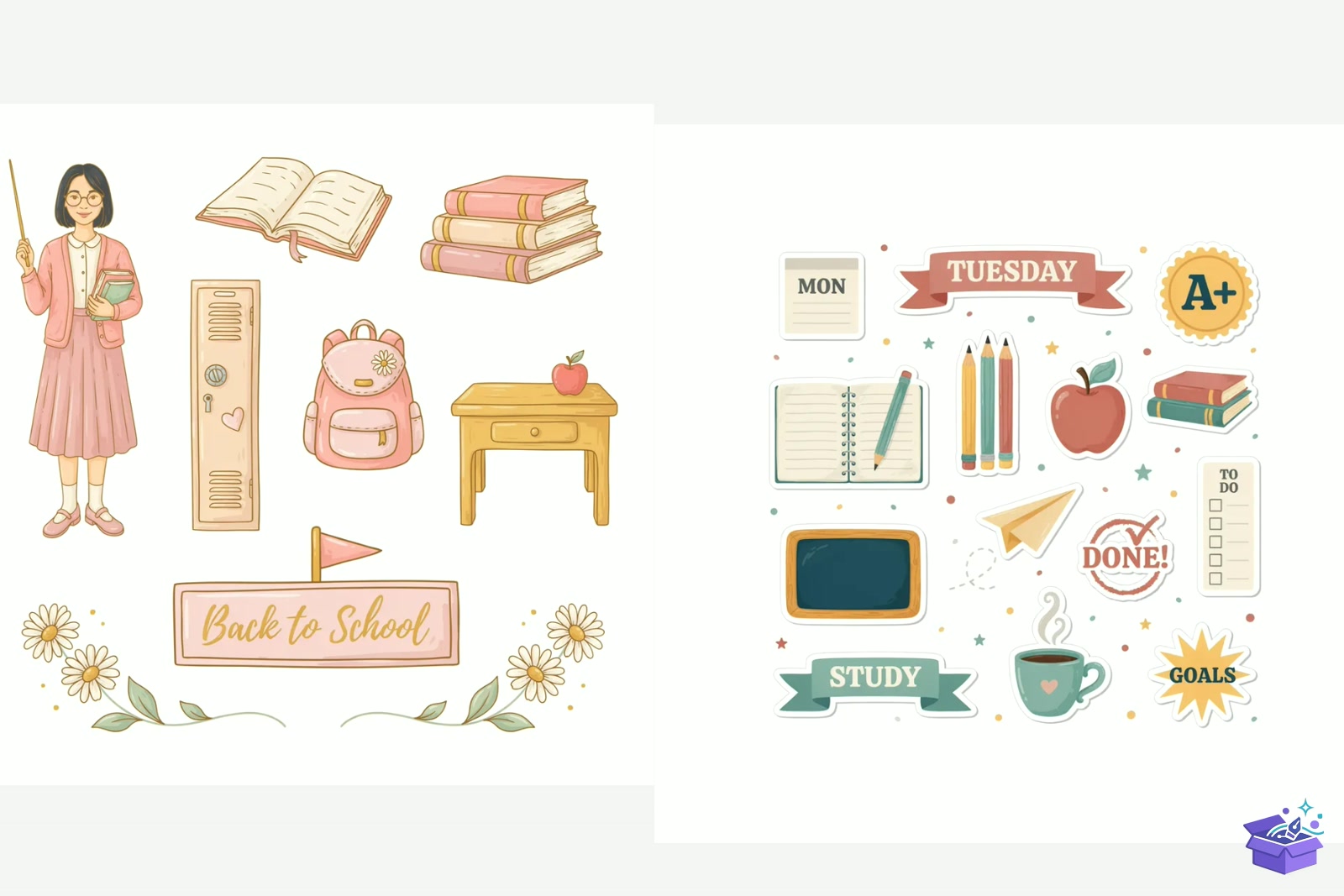 Whimsical Back To School Children's Book - Lazer Kesim ve Çizim Dosyası (SVG, DXF, EPS, PNG) - detaylı önizleme 4