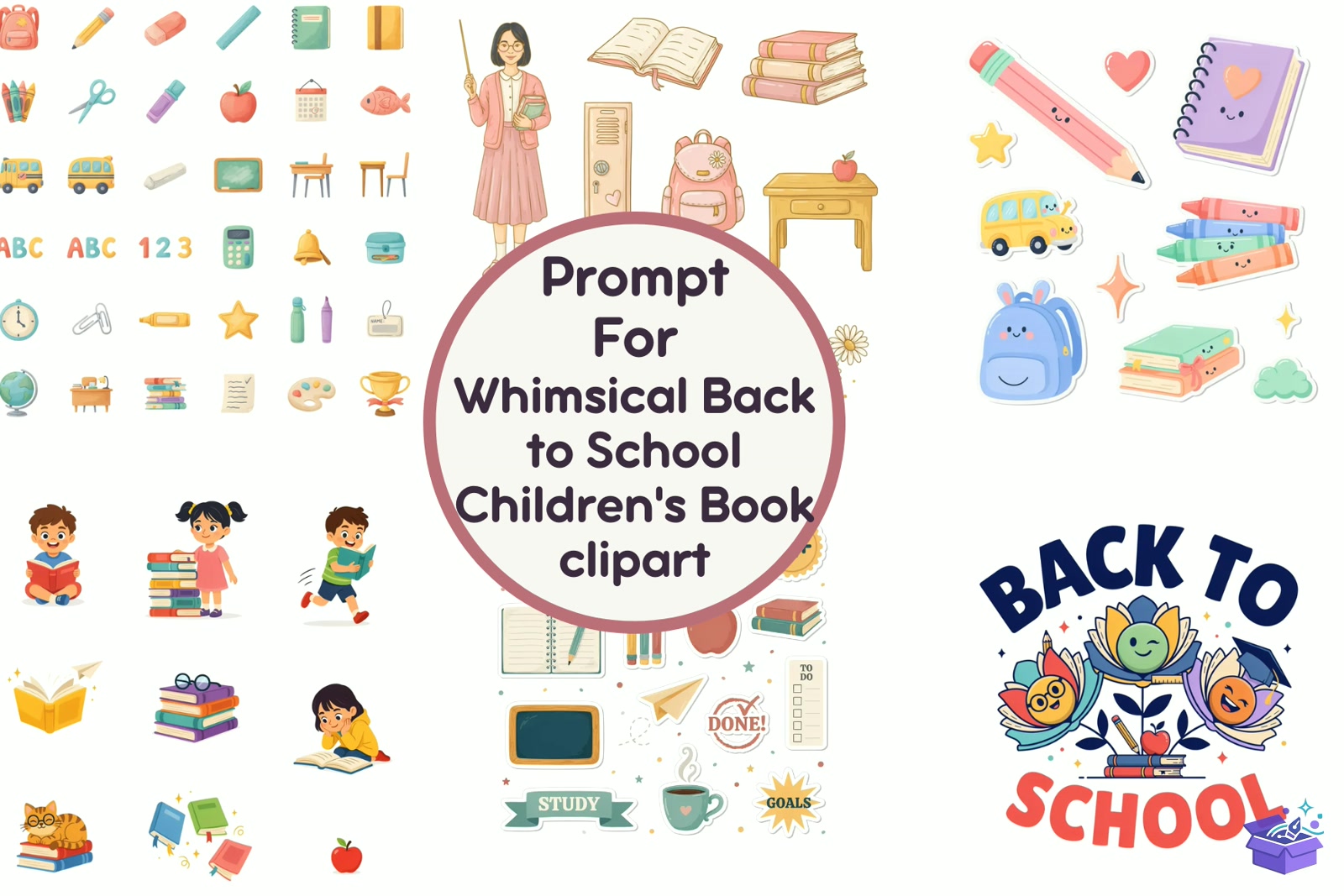 Whimsical Back To School Children's Book - Lazer Kesim ve Çizim Dosyası (SVG, DXF, EPS, PNG) - detaylı önizleme 5