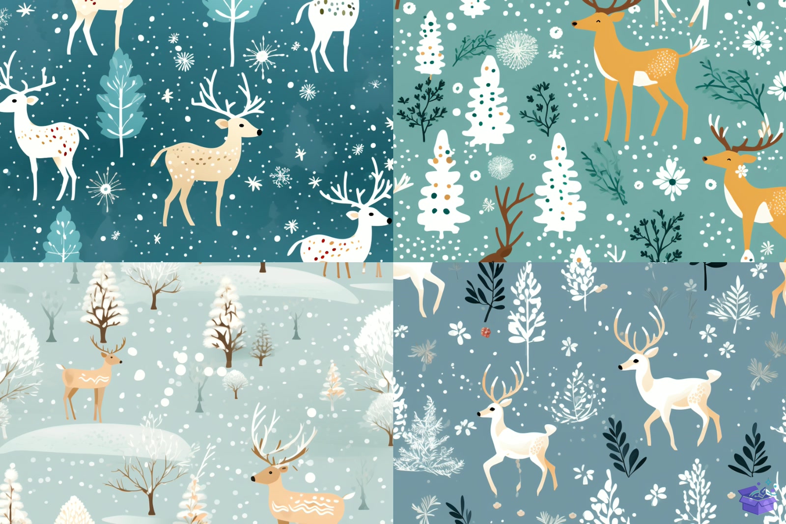 Winter Floral Ren Geyiği Background - DTF & Süblimasyon Baskı Tasarımı (SVG, DXF, EPS, PNG) - detaylı önizleme 3