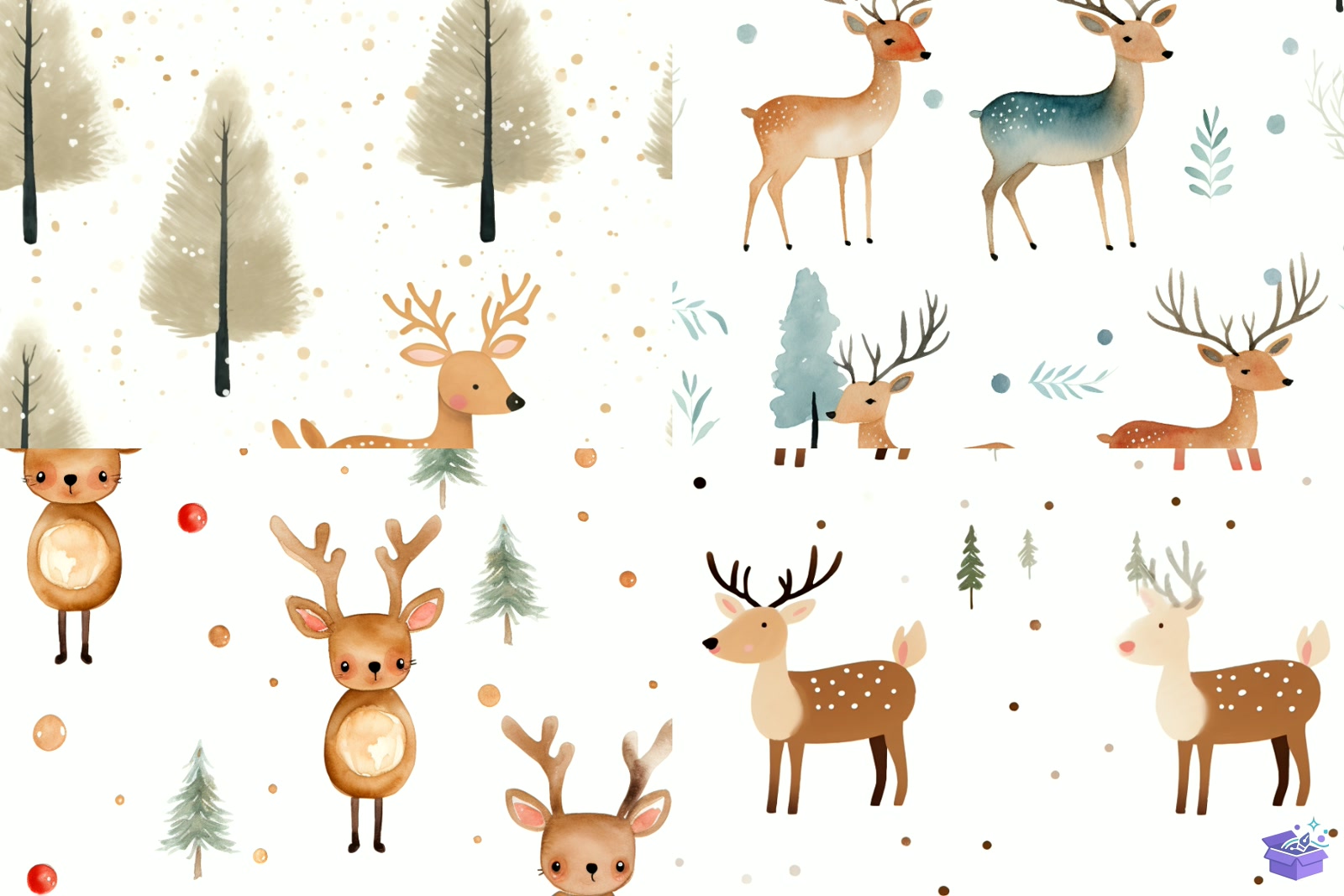 Winter Floral Ren Geyiği Background - DTF & Süblimasyon Baskı Tasarımı (SVG, DXF, EPS, PNG) - detaylı önizleme 4