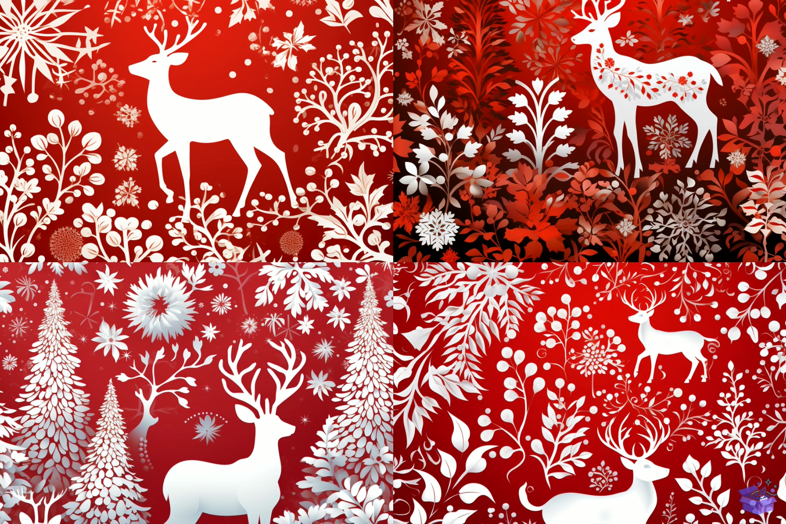 Winter Floral Ren Geyiği Background - DTF & Süblimasyon Baskı Tasarımı (SVG, DXF, EPS, PNG) - detaylı önizleme 5