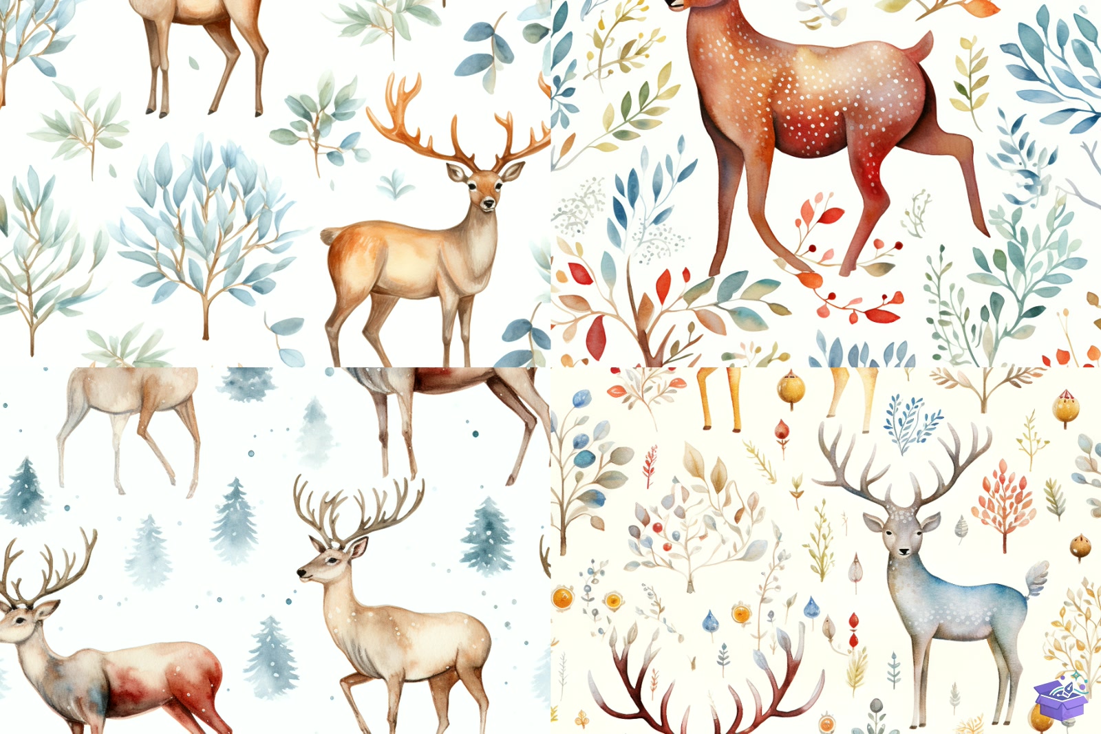 Winter Floral Ren Geyiği Background - DTF & Süblimasyon Baskı Tasarımı (SVG, DXF, EPS, PNG) - detaylı önizleme 6