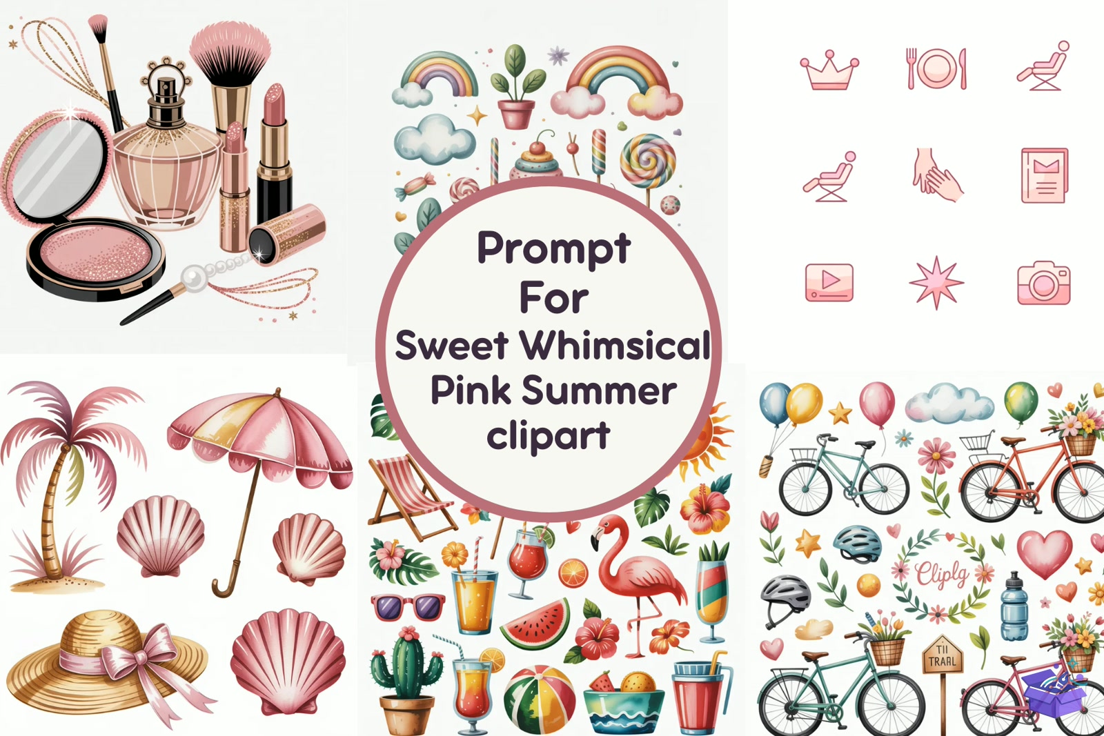 Sweet Whimsical Pink Summer - Lazer Kesim ve Çizim Dosyası (SVG, DXF, EPS, PNG) - detaylı önizleme 5
