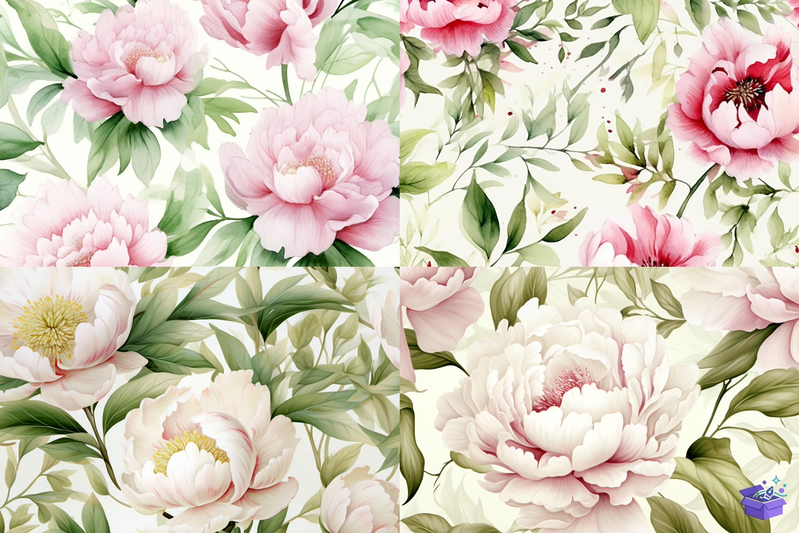 Watercolor Pink Peony Background - Lazer Kesim ve Çizim Dosyası (SVG, DXF, EPS, PNG) - detaylı önizleme 3