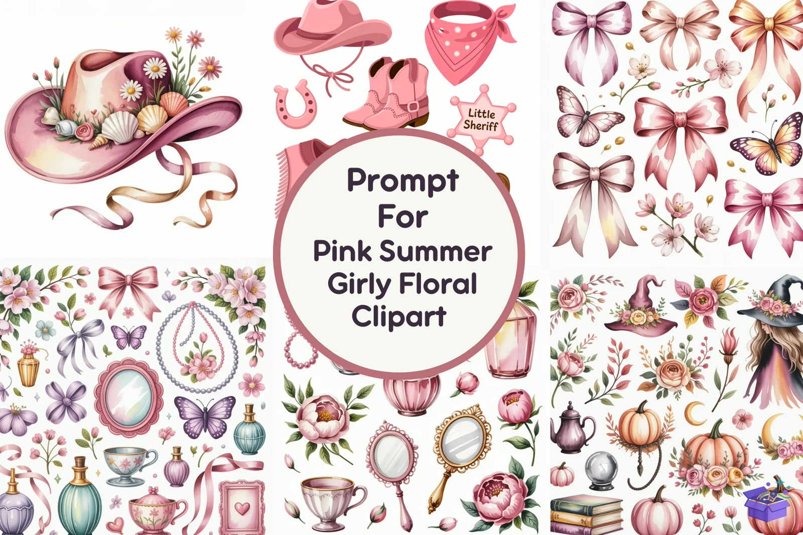 Prompt Pink Summer Girly Floral - Lazer Kesim ve Çizim Dosyası (SVG, DXF, EPS, PNG) - detaylı önizleme 5