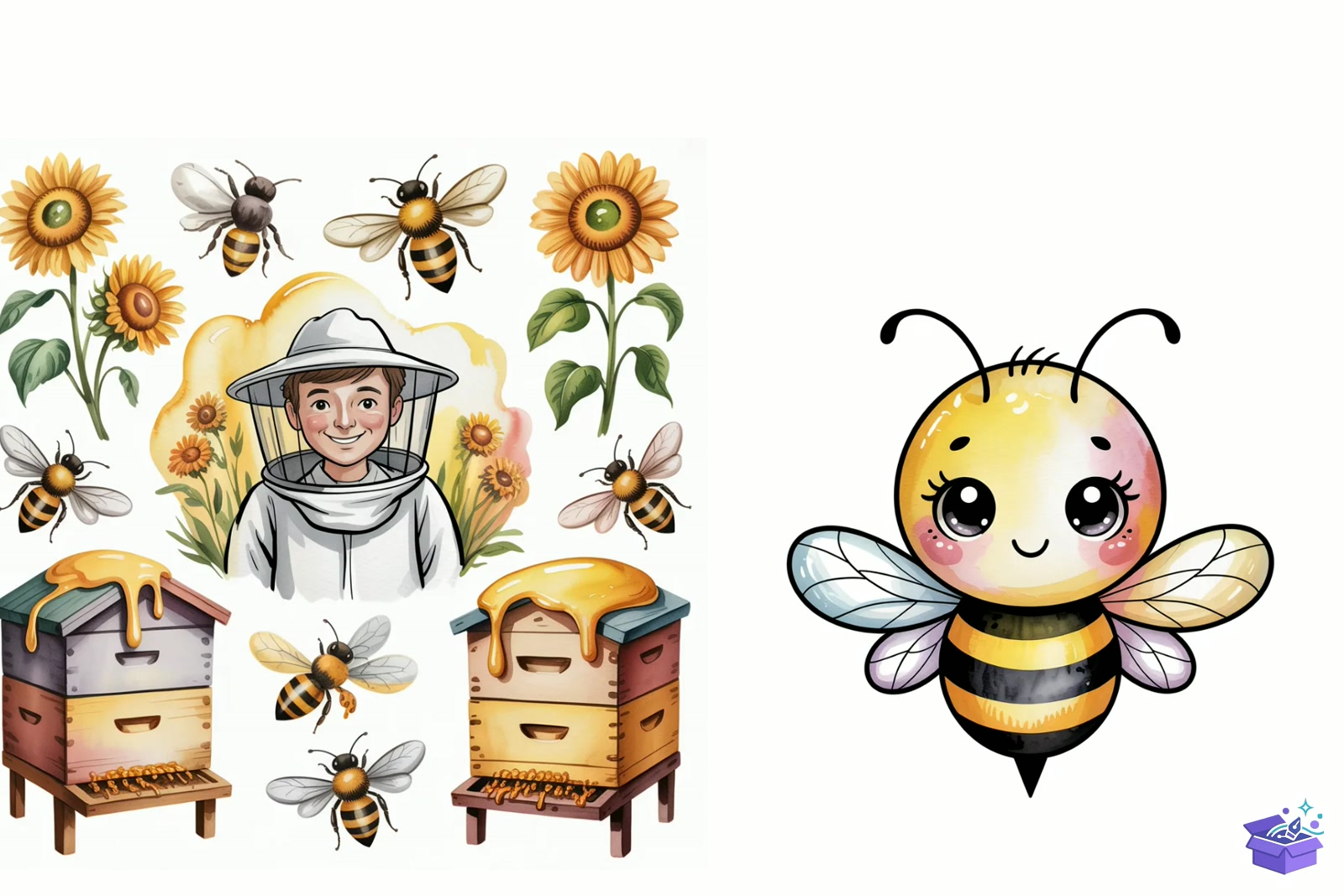 Prompt For Whimsical Summer Bee - Lazer Kesim ve Çizim Dosyası (SVG, DXF, EPS, PNG) - detaylı önizleme 3
