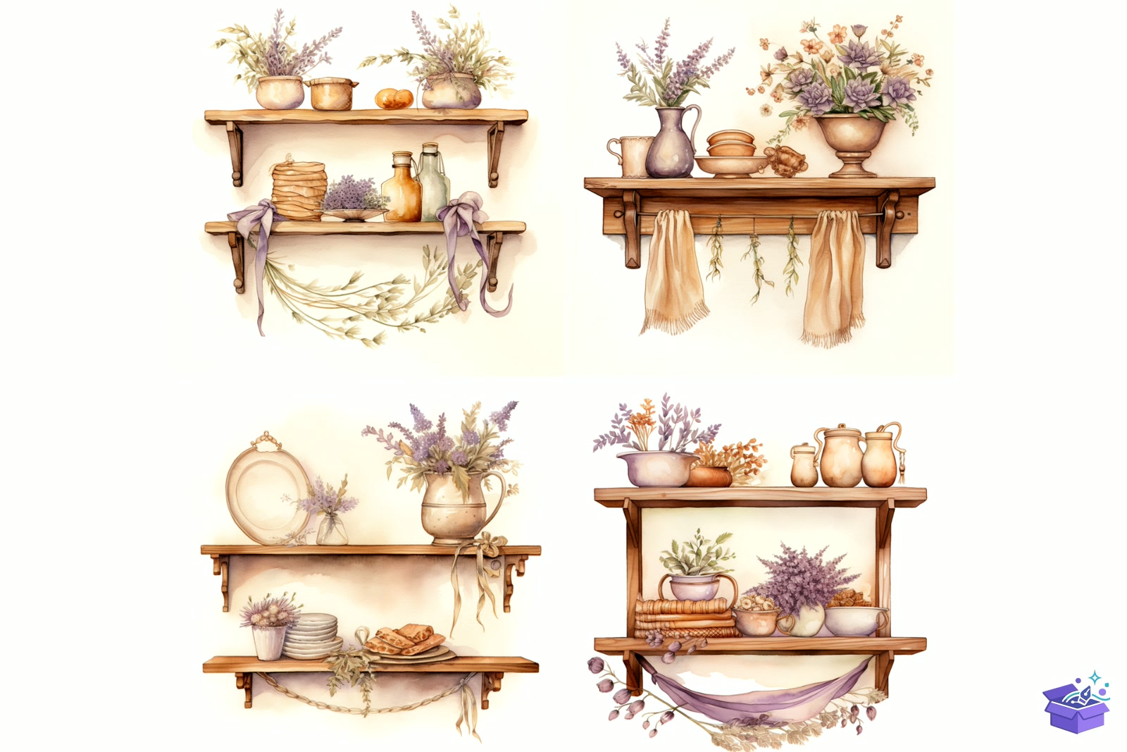 Shabby Chic Floral Duvar Rafı - Lazer Kesim ve Çizim Dosyası (SVG, DXF, EPS, PNG) - detaylı önizleme 2