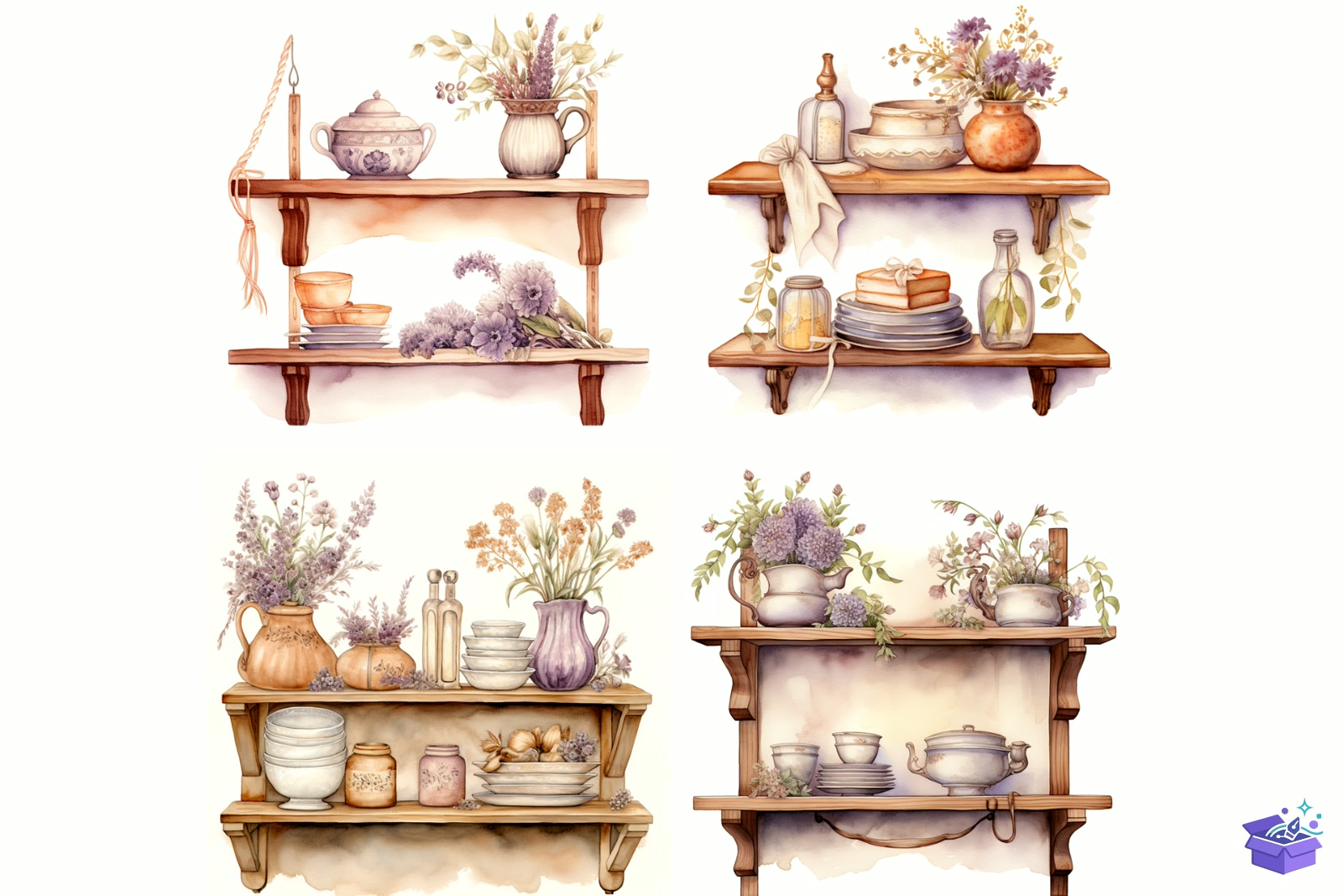 Shabby Chic Floral Duvar Rafı - Lazer Kesim ve Çizim Dosyası (SVG, DXF, EPS, PNG) - detaylı önizleme 5