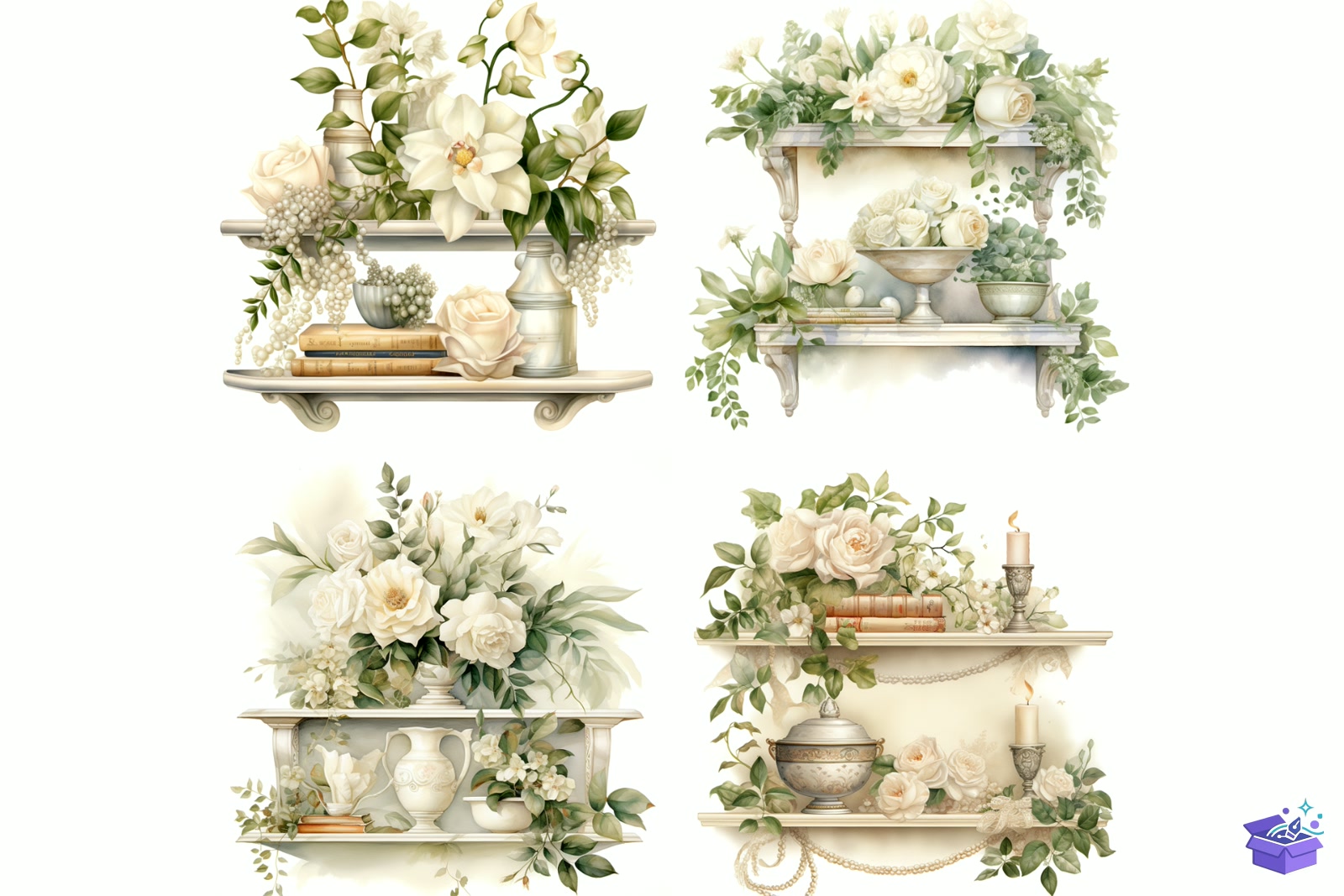 Shabby Chic Floral Duvar Rafı - Lazer Kesim ve Çizim Dosyası (SVG, DXF, EPS, PNG) - detaylı önizleme 6