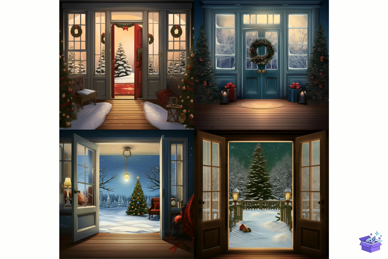 Snowy Yılbaşı Red Door Background - Lazer Kesim ve Çizim Dosyası (SVG, DXF, EPS, PNG) - detaylı önizleme 2