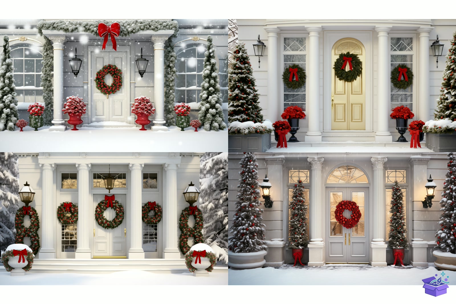Snowy Yılbaşı Red Door Background - Lazer Kesim ve Çizim Dosyası (SVG, DXF, EPS, PNG) - detaylı önizleme 3