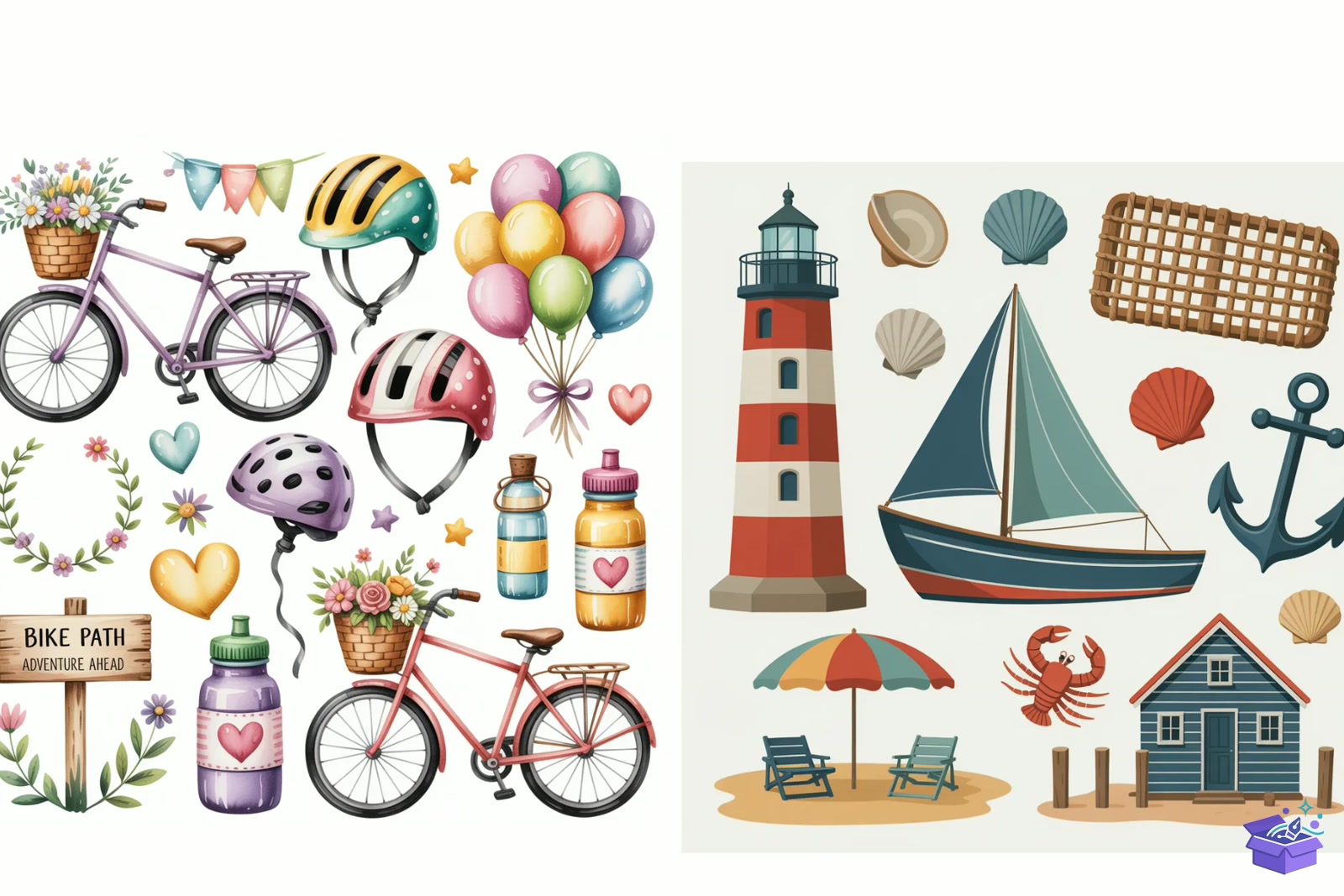 Whimsical Summer Floral Coastal - Lazer Kesim ve Çizim Dosyası (SVG, DXF, EPS, PNG) - detaylı önizleme 2