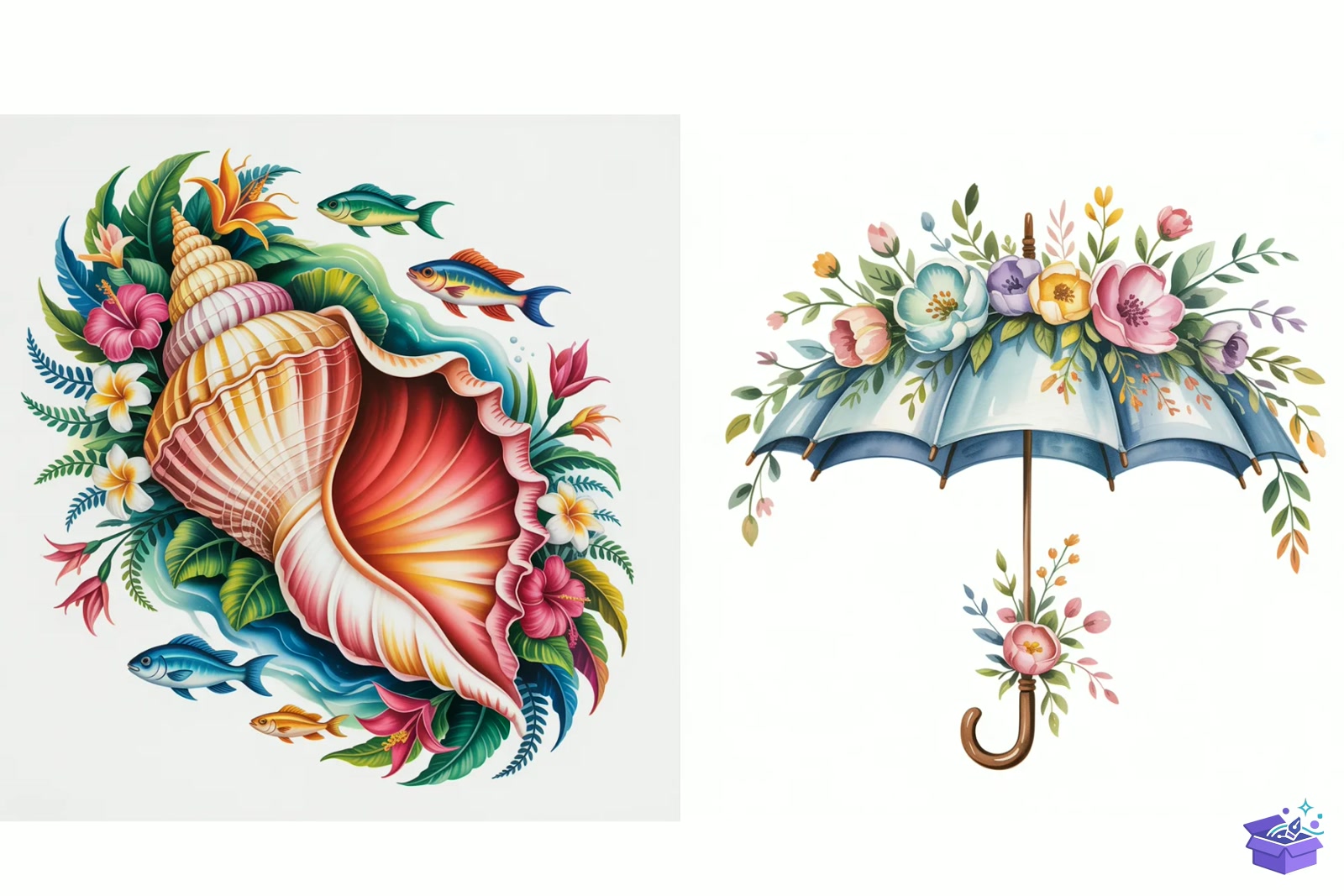 Whimsical Summer Floral Coastal - Lazer Kesim ve Çizim Dosyası (SVG, DXF, EPS, PNG) - detaylı önizleme 3