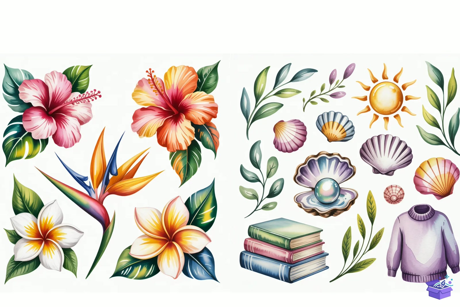 Whimsical Summer Floral Coastal - Lazer Kesim ve Çizim Dosyası (SVG, DXF, EPS, PNG) - detaylı önizleme 4