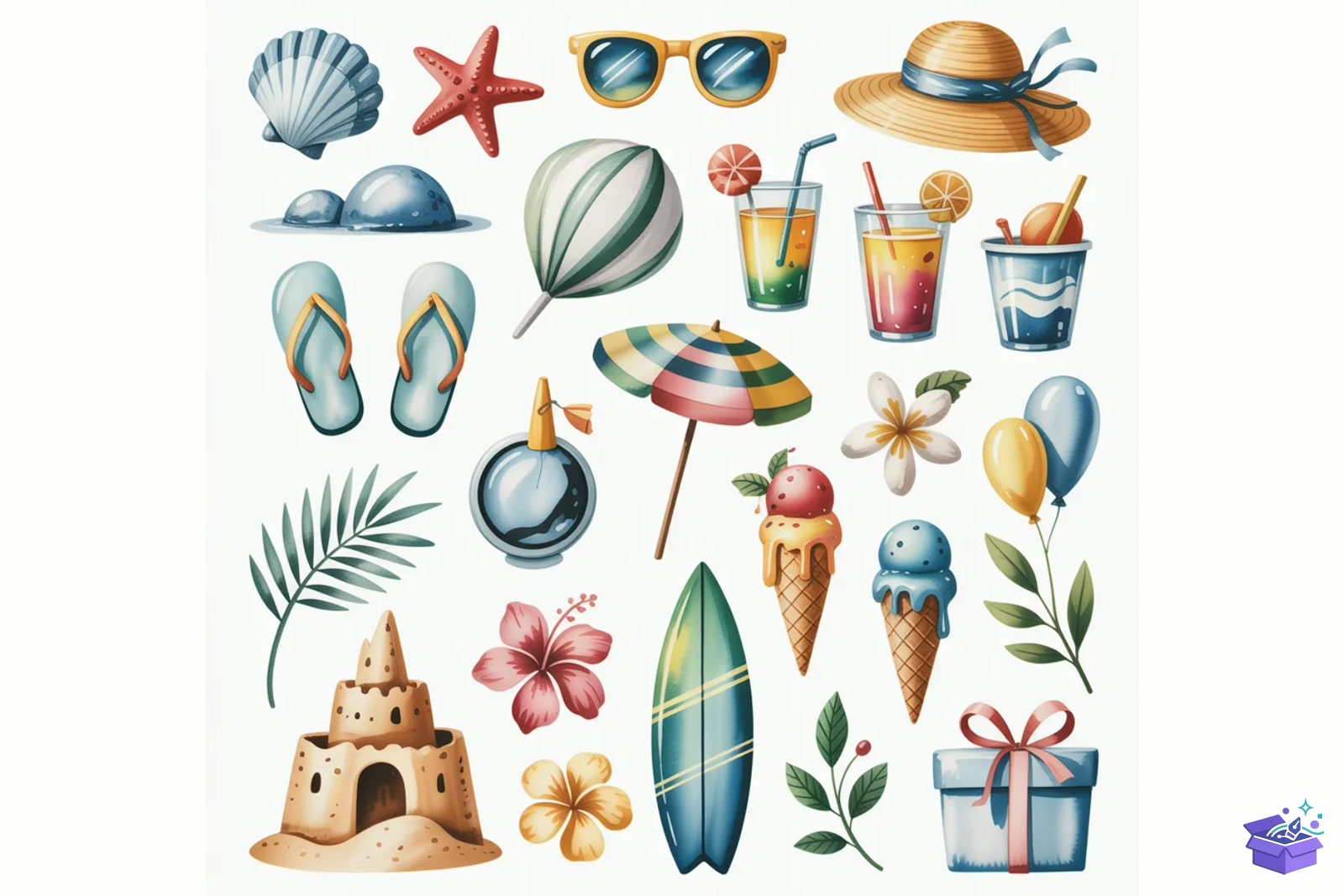 Whimsical Summer Floral Coastal - Lazer Kesim ve Çizim Dosyası (SVG, DXF, EPS, PNG) - detaylı önizleme 5