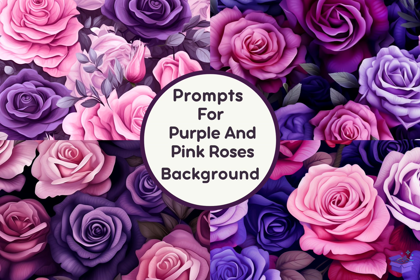 Prompt Purple And Pink Roses Background - Lazer Kesim ve Çizim Dosyası (SVG, DXF, EPS, PNG) - Vektörler & SVG İndir (DXF, SVG, EPS)