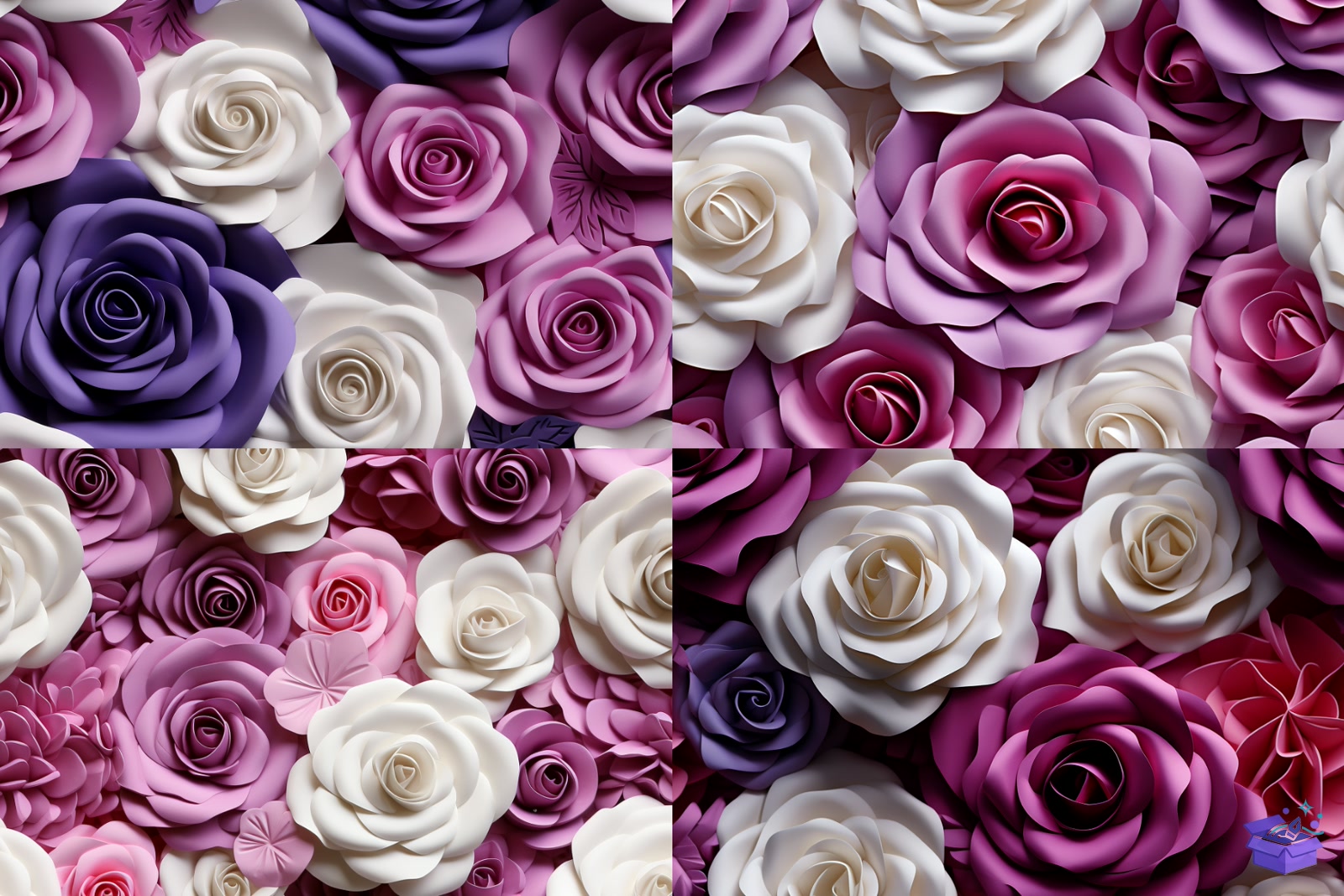 Prompt Purple And Pink Roses Background - Lazer Kesim ve Çizim Dosyası (SVG, DXF, EPS, PNG) - detaylı önizleme 3