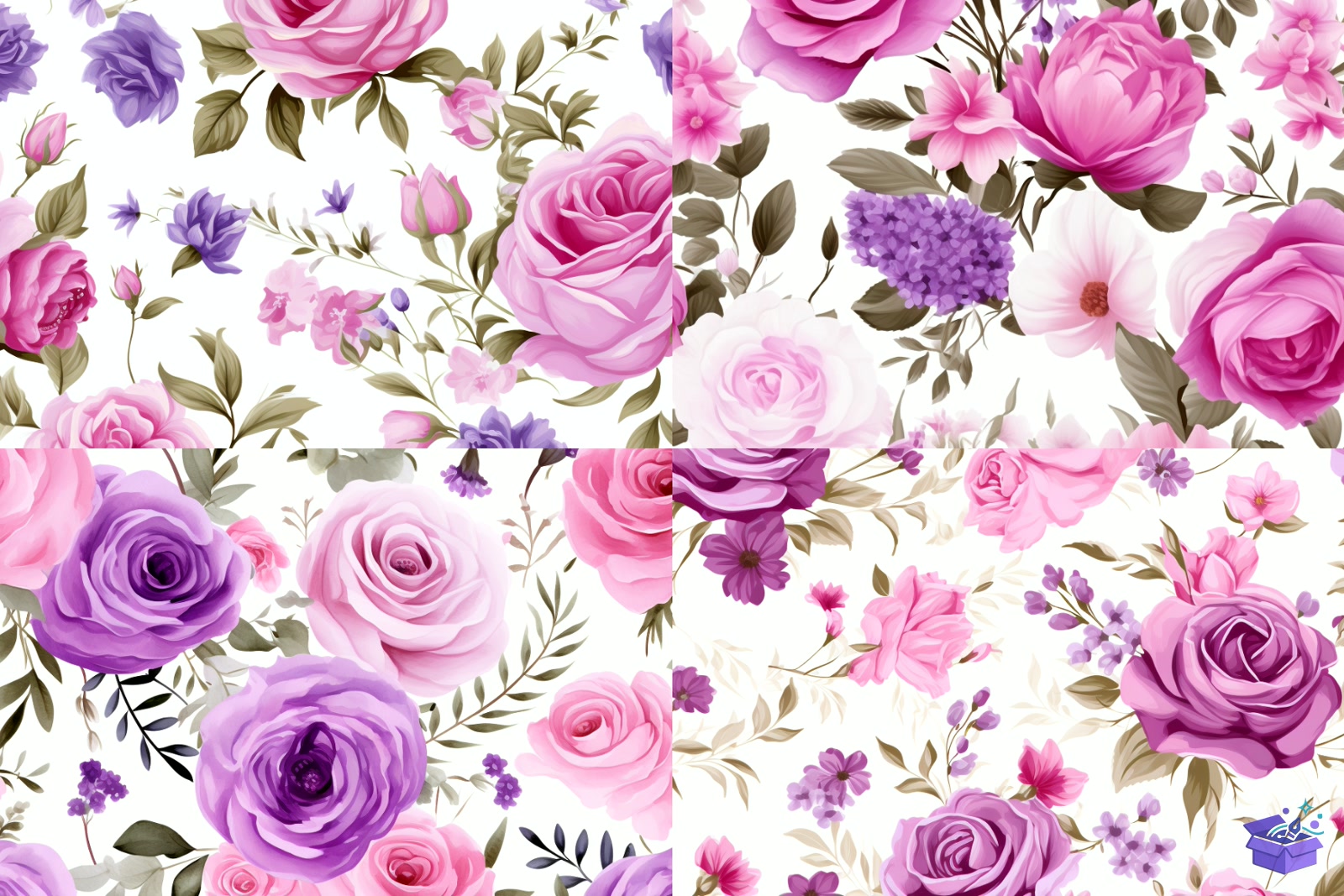 Prompt Purple And Pink Roses Background - Lazer Kesim ve Çizim Dosyası (SVG, DXF, EPS, PNG) - detaylı önizleme 6