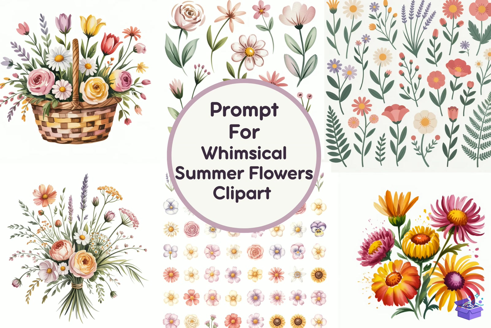 Prompt Whimsical Summer Çiçek - Lazer Kesim ve Çizim Dosyası (SVG, DXF, EPS, PNG) - detaylı önizleme 6