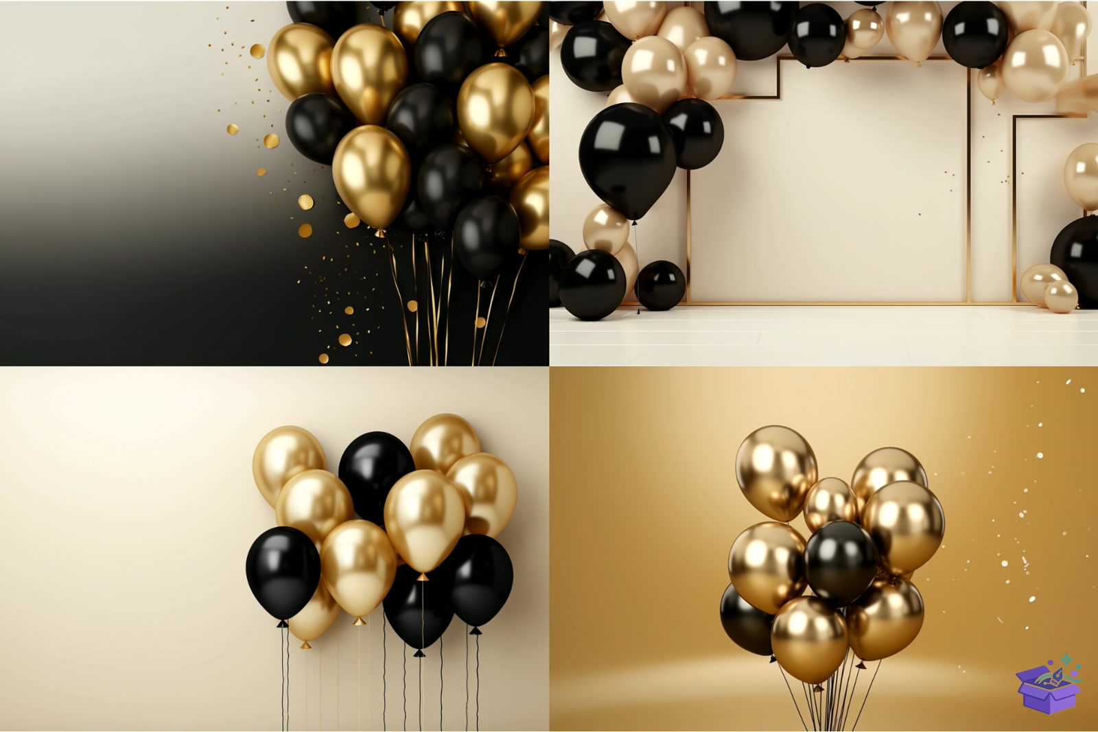 Black And Gold Balloons Background - Lazer Kesim ve Çizim Dosyası (SVG, DXF, EPS, PNG) - detaylı önizleme 3