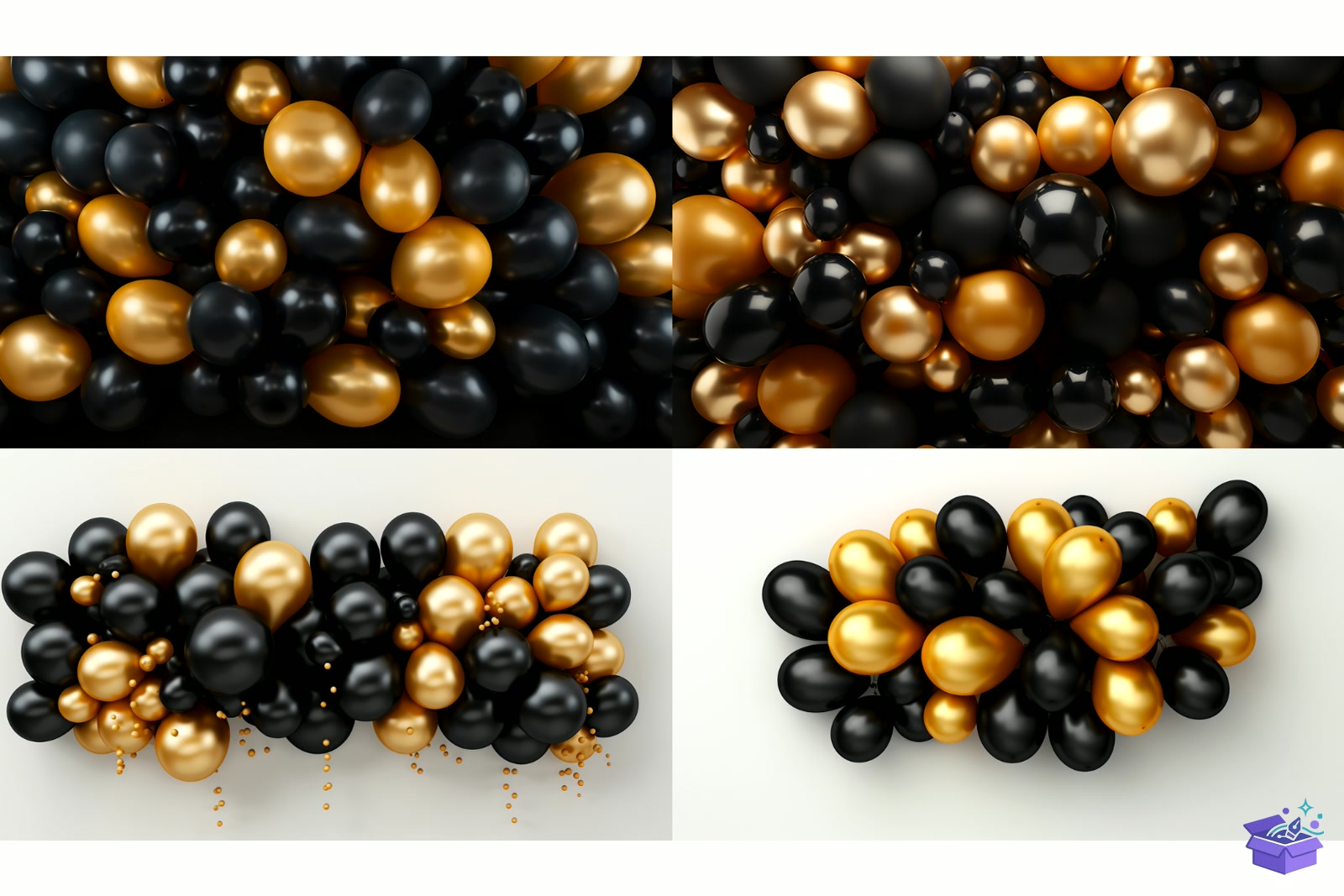 Black And Gold Balloons Background - Lazer Kesim ve Çizim Dosyası (SVG, DXF, EPS, PNG) - detaylı önizleme 4