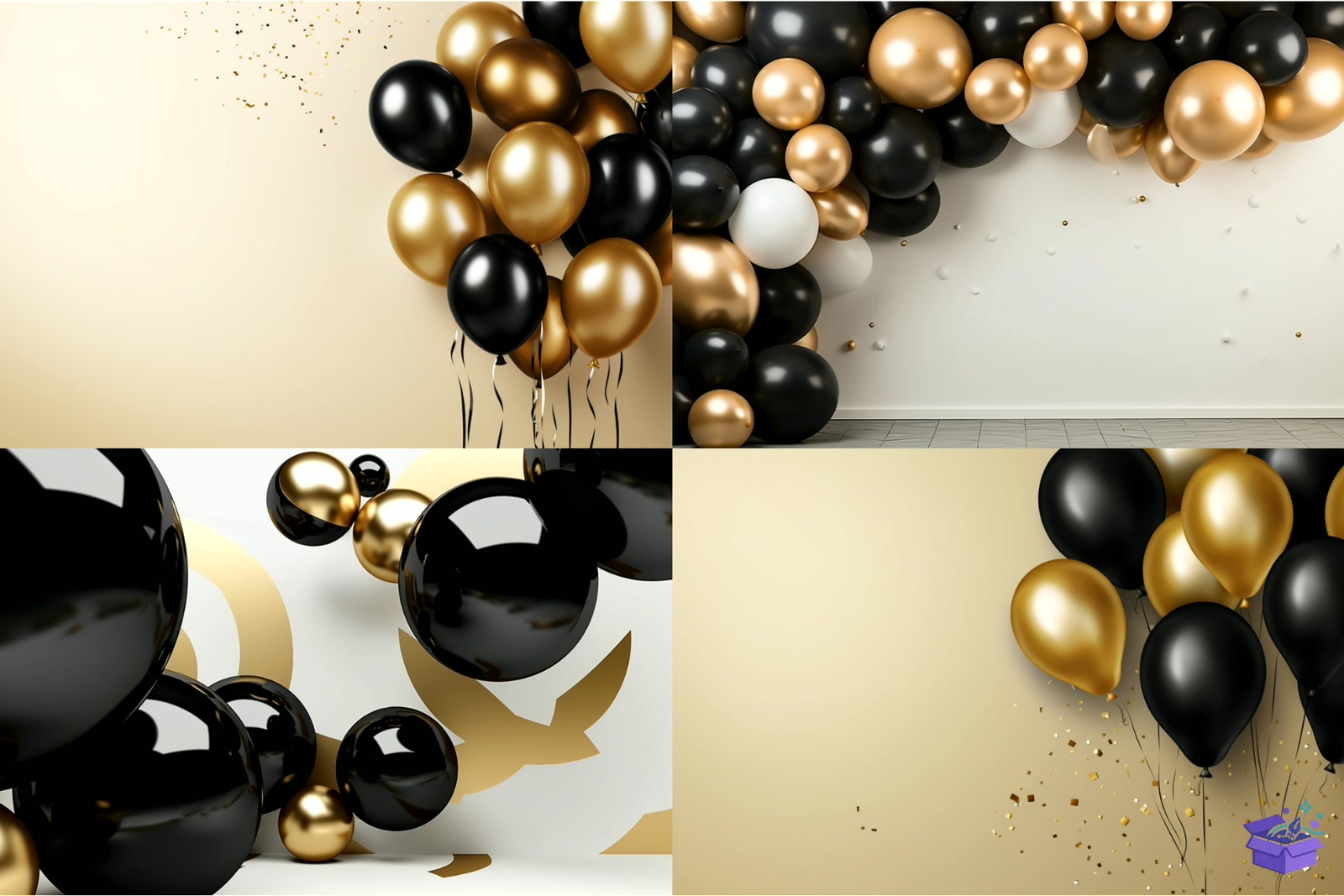Black And Gold Balloons Background - Lazer Kesim ve Çizim Dosyası (SVG, DXF, EPS, PNG) - detaylı önizleme 5