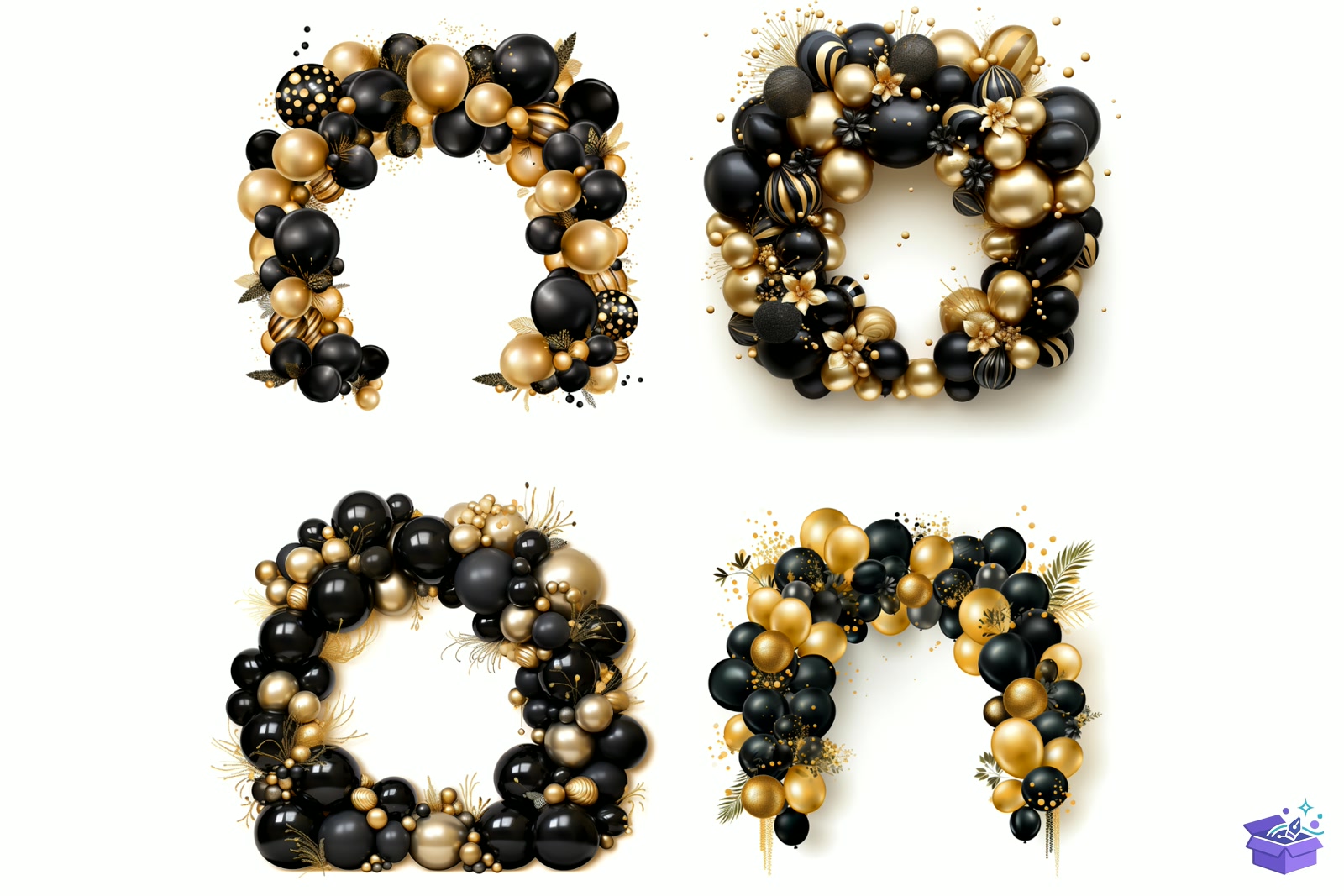 Black And Gold Balloons Background - Lazer Kesim ve Çizim Dosyası (SVG, DXF, EPS, PNG) - detaylı önizleme 6