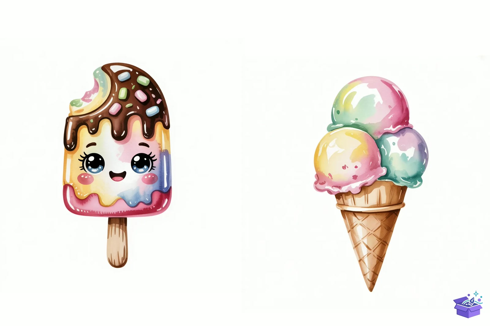 Whimsical Summer Ice Cream - Lazer Kesim ve Çizim Dosyası (SVG, DXF, EPS, PNG) - detaylı önizleme 2
