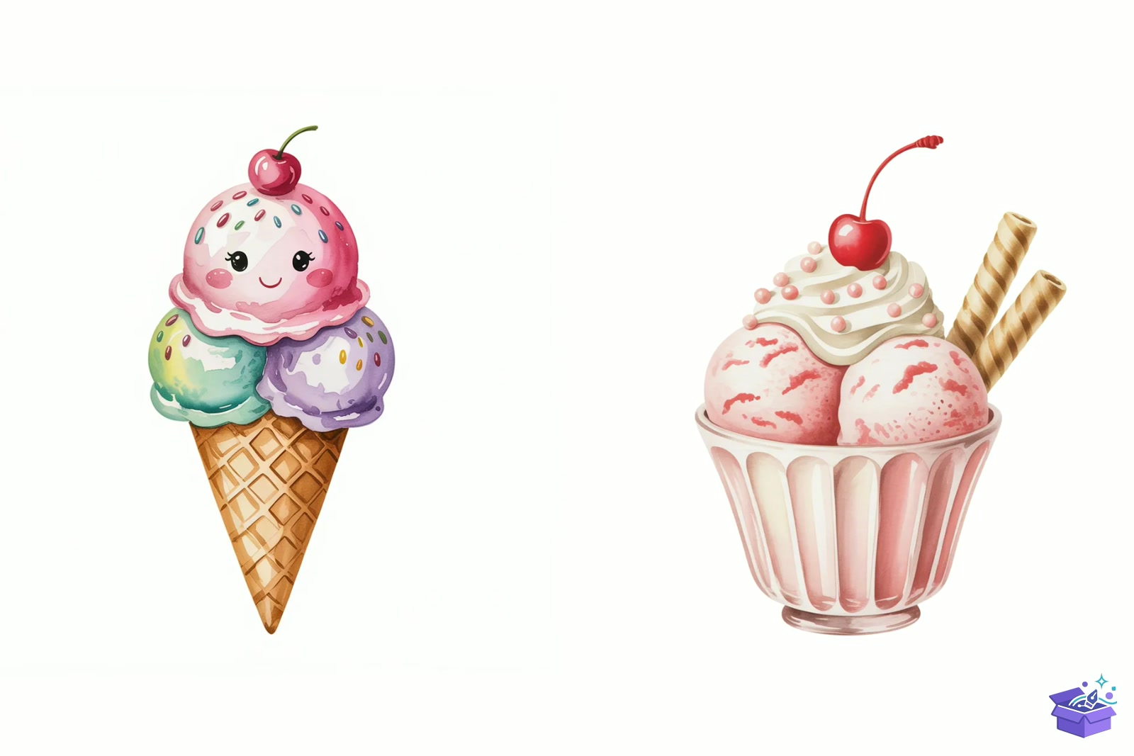 Whimsical Summer Ice Cream - Lazer Kesim ve Çizim Dosyası (SVG, DXF, EPS, PNG) - detaylı önizleme 3