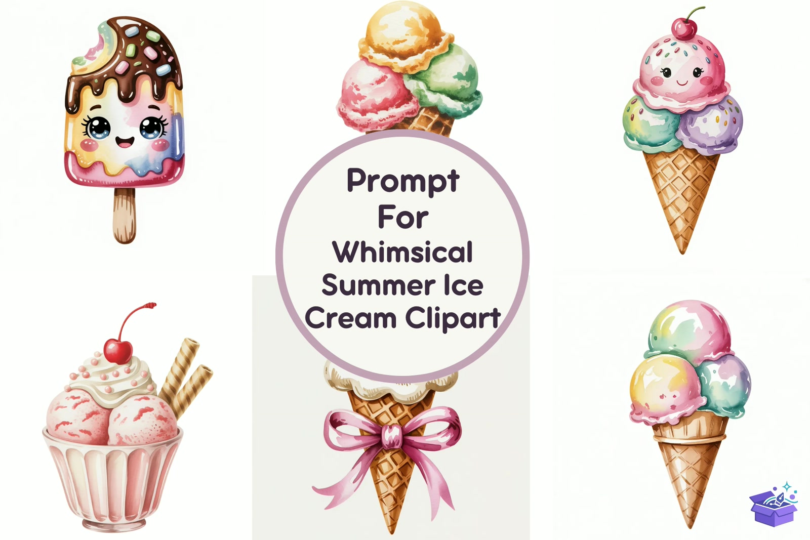 Whimsical Summer Ice Cream - Lazer Kesim ve Çizim Dosyası (SVG, DXF, EPS, PNG) - detaylı önizleme 5