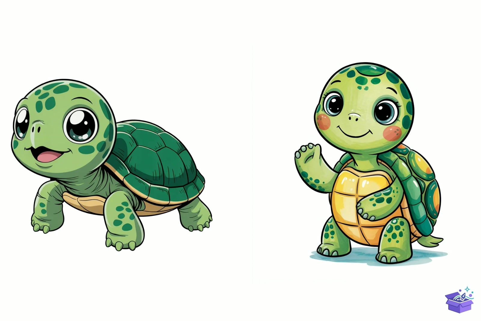 Cute Turtle Colorful Watercolor - Lazer Kesim ve Çizim Dosyası (SVG, DXF, EPS, PNG) - detaylı önizleme 3