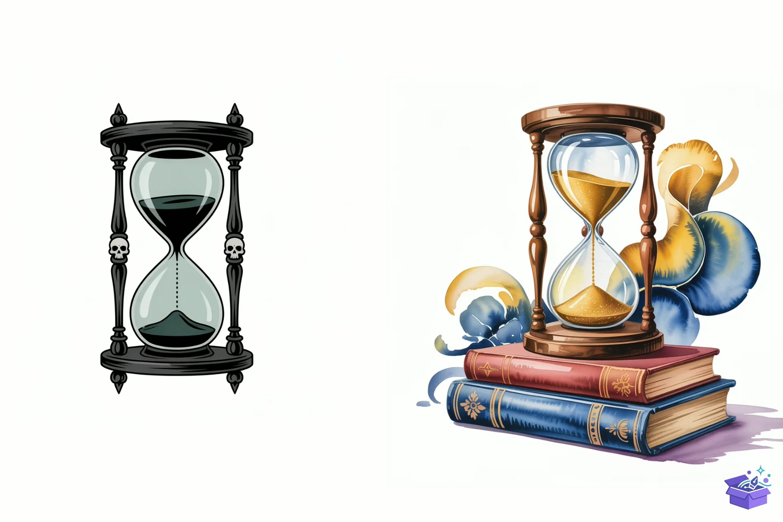 Vintage Hourglass Watercolor - Lazer Kesim ve Çizim Dosyası (SVG, DXF, EPS, PNG) - detaylı önizleme 4