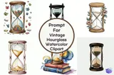 Vintage Kum Saati Suluboya Çizimi - Clipart Seti (PDF) - detaylı önizleme 5