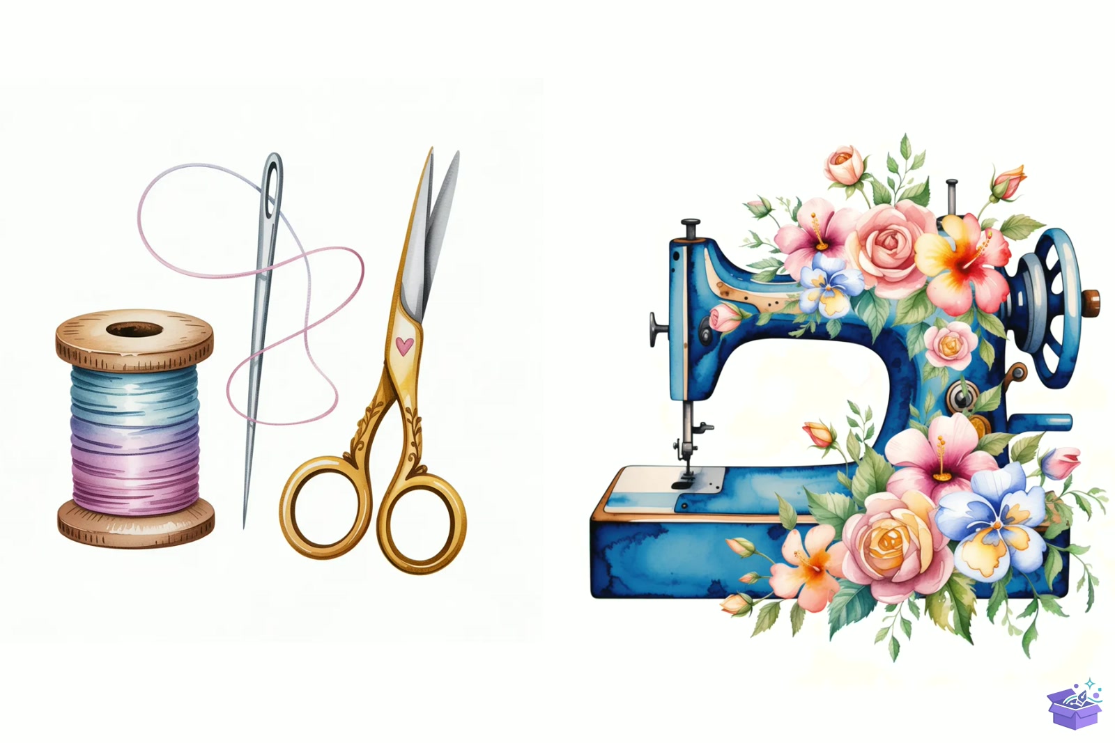 Sewing Watercolor Süblimasyon Baskı - DTF & Süblimasyon Baskı Tasarımı (SVG, DXF, EPS, PNG) - detaylı önizleme 3