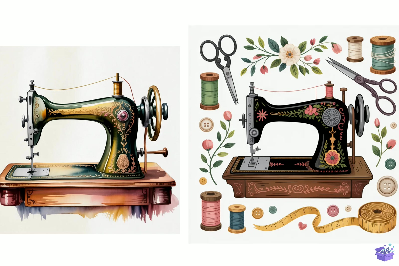 Sewing Watercolor Süblimasyon Baskı - DTF & Süblimasyon Baskı Tasarımı (SVG, DXF, EPS, PNG) - detaylı önizleme 4