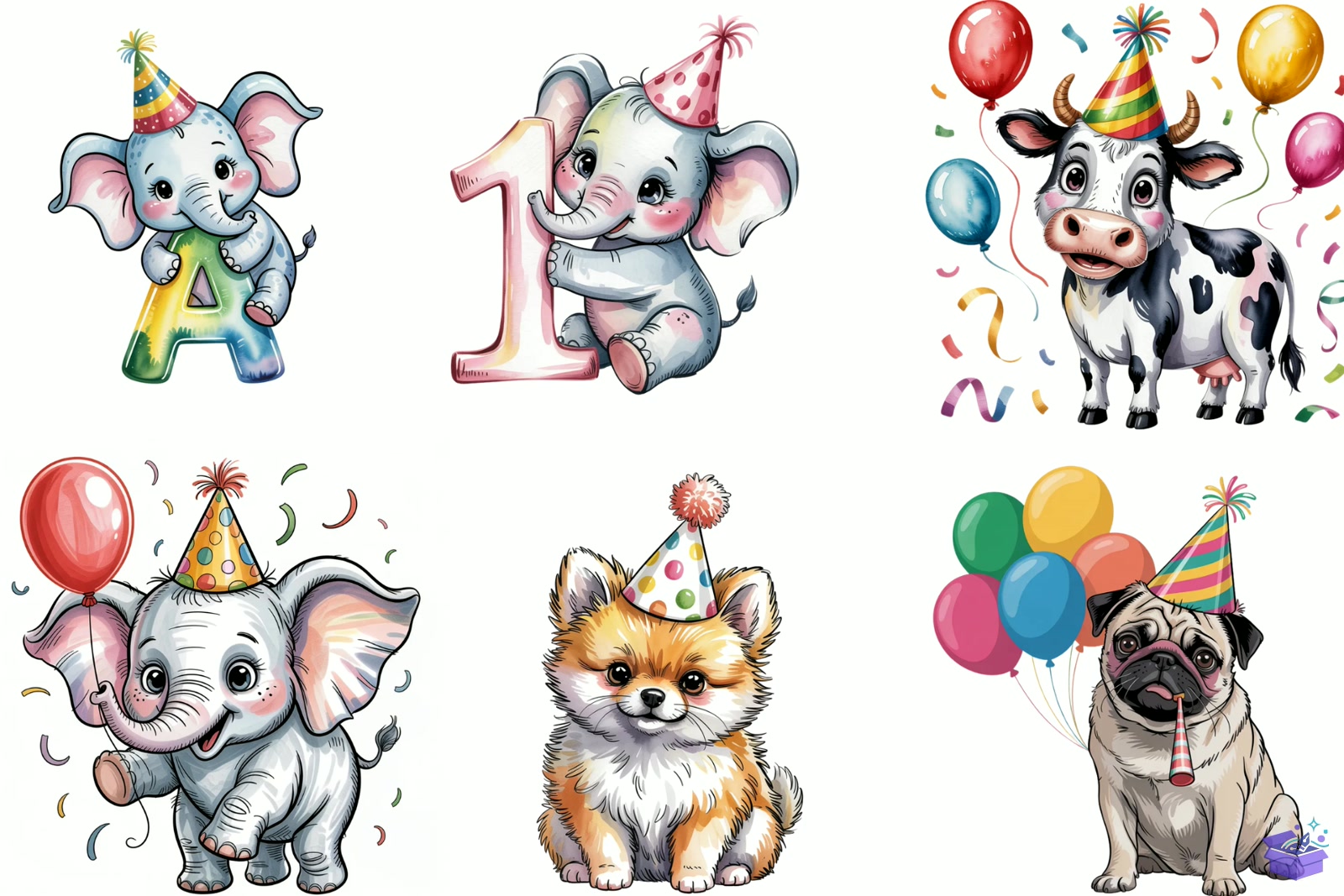 Happy Doğum Günü Animal Süblimasyon Baskı - DTF & Süblimasyon Baskı Tasarımı (SVG, DXF, EPS, PNG) - detaylı önizleme 2