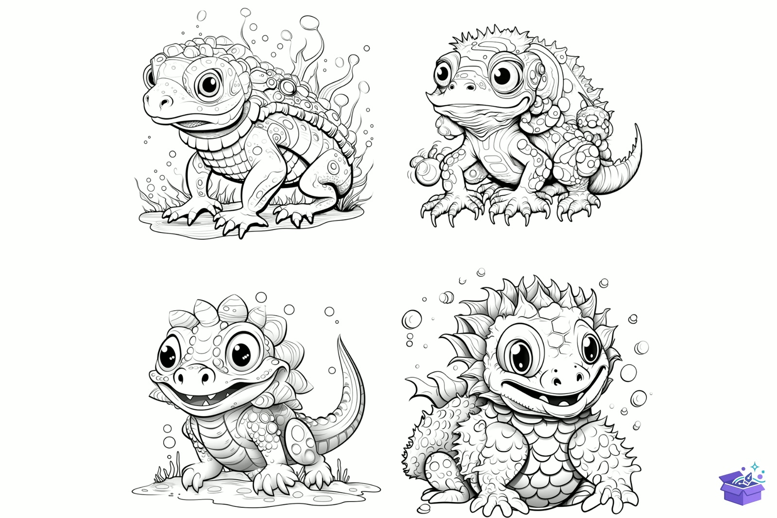 Prompt Cute Dragon Coloring Pages - Lazer Kesim ve Çizim Dosyası (SVG, DXF, EPS, PNG) - detaylı önizleme 2