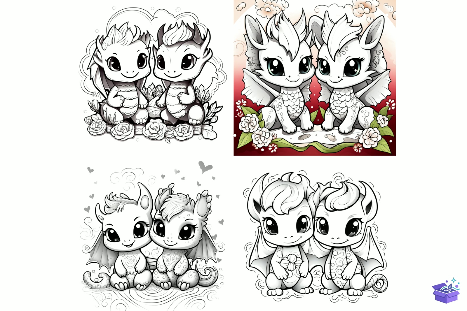 Prompt Cute Dragon Coloring Pages - Lazer Kesim ve Çizim Dosyası (SVG, DXF, EPS, PNG) - detaylı önizleme 3
