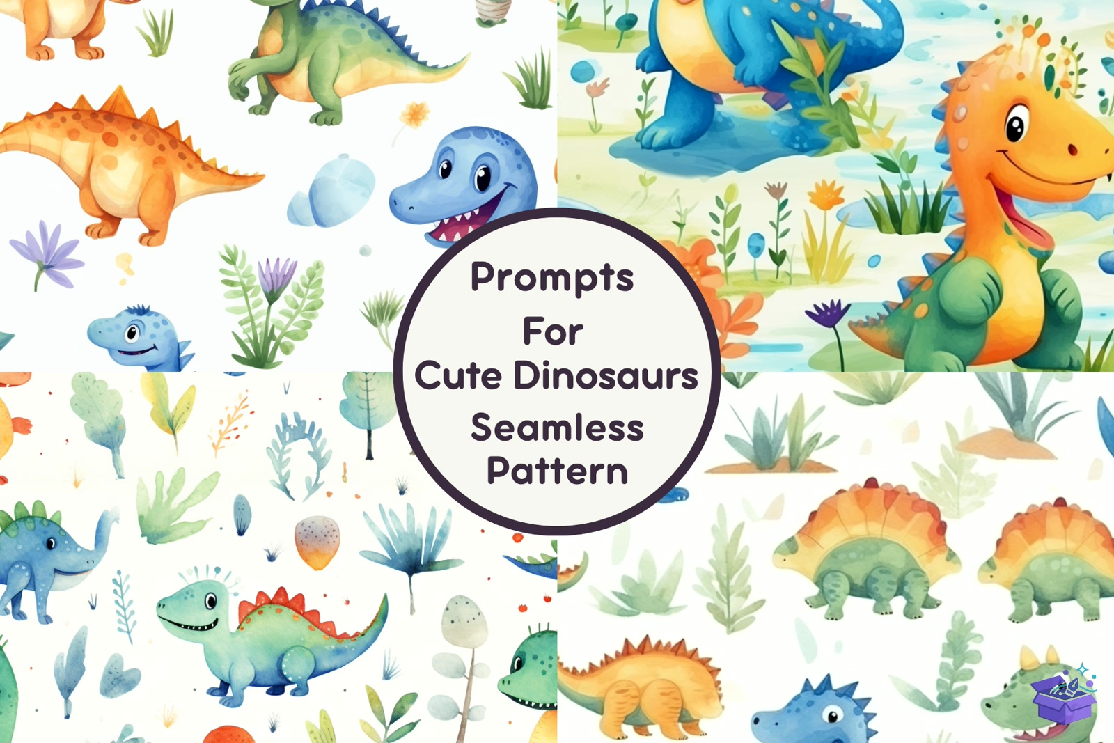 Prompt Cute Dinosaurs Seamless Desen - Lazer Kesim ve Çizim Dosyası (SVG, DXF, EPS, PNG) - Vektörler & SVG İndir (DXF, SVG, EPS)