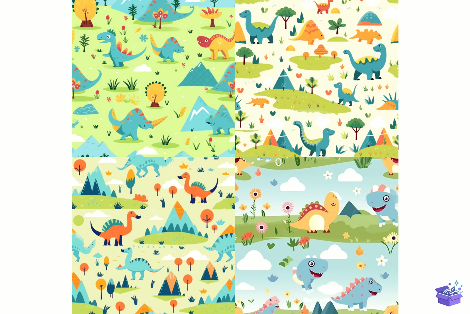Prompt Cute Dinosaurs Seamless Desen - Lazer Kesim ve Çizim Dosyası (SVG, DXF, EPS, PNG) - detaylı önizleme 5